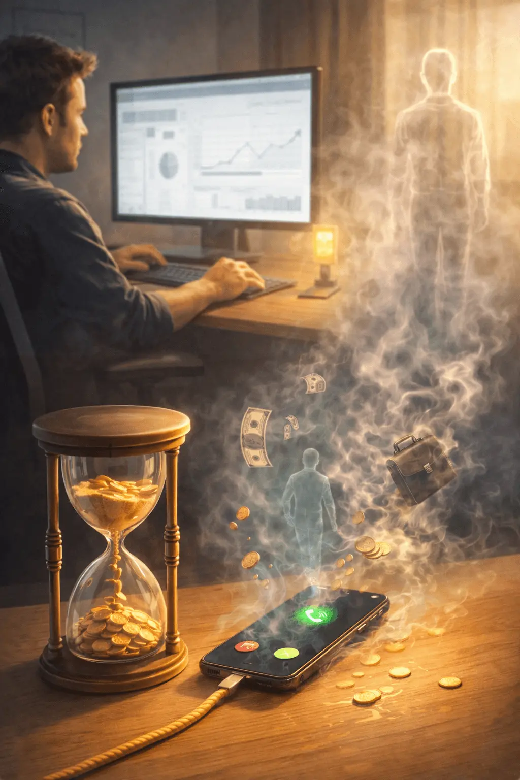 Uomo al telefono impegnato